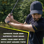 golfer swings golf club with grip mamba tape